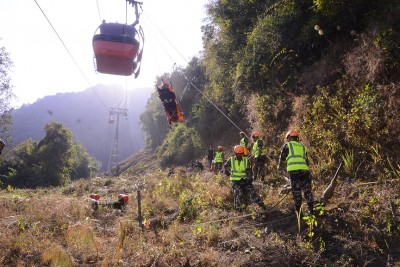 नेपाली सेनाले यसरी गर्यो केबलकार उद्धार अभ्यास